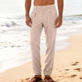 thumbnail image 7 of RongHuan Men's Linen Dress Pants Lightweight Summer Loose Straight Leg Pant Business Casual Golf Beach Trousers with Pockets, 7 of 7