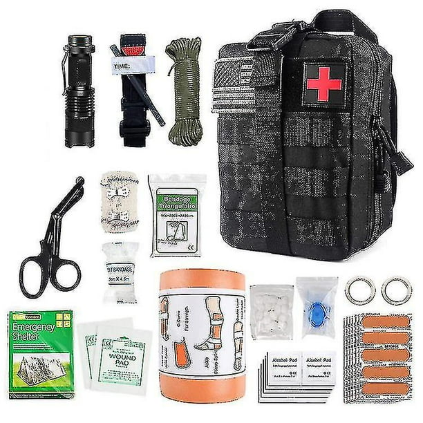 Complete Tactical Black Military First Aid Kit Assembly In France