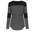 thumbnail image 5 of Bellella Womens Maternity Nursing Tops Comfy Long Sleeve Breastfeeding T-Shirt Autumn Winter Fall Stripe Blouse Tops, 5 of 6