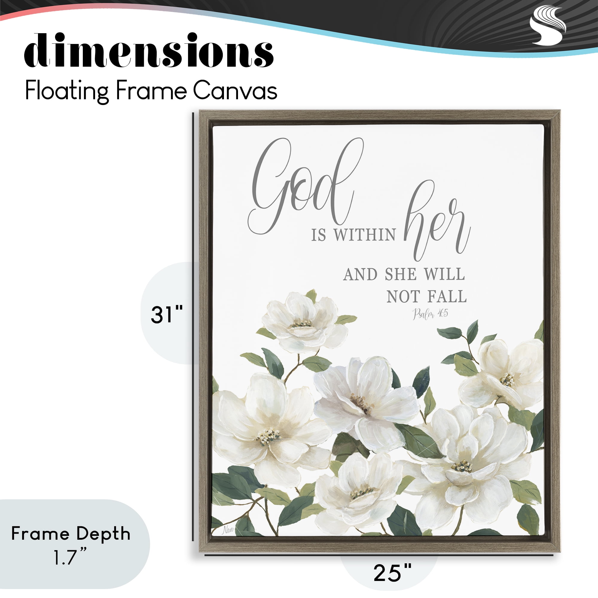 Stupell Industries God Is Within Her Brown Framed Floater Canvas Wall Art, design by Nan