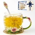 thumbnail image 1 of Taza de café AISVELDY Flower Taza de té con forma de margarita con cuchara de cristal, 1 of 7