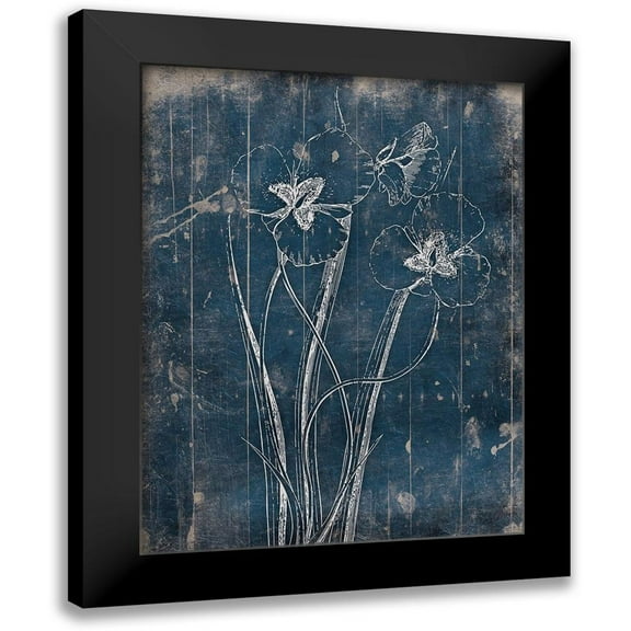 Grey, Jace 12x14 Black Modern Framed Museum Art Print Titled - Wood Floral Blues Mate