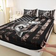 thumbnail image 4 of Castle Fairy Distressed Mono Bass Art Queen Sheets 4 Pieces,Vintage American Flag Lure Silhouette Layout Queen Sheet Sets,Gray Black,1 Fitted Sheet,1 Flat Sheet and 2 Pillowcases, 4 of 6