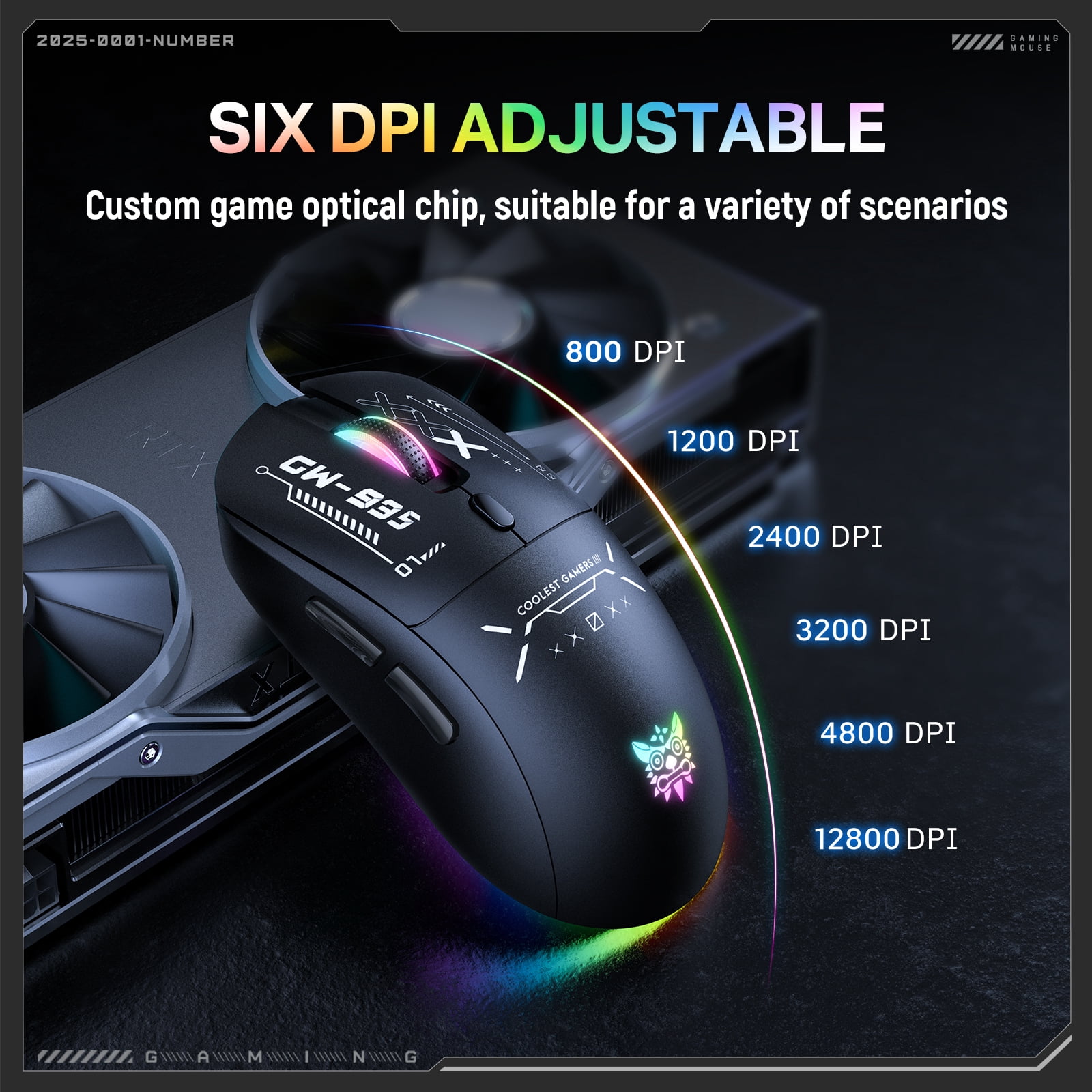 Siivton Wireless Gaming Mouse,  2.4G/Bluetooth 5.3/Wired, 12800 DPI Adjustable, 8 Programmable Buttons, 500mAh Battery, RGB Lighting for PC, Laptop, Mac, PS4/PS5