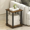 thumbnail image 2 of Furinno Simplistic End Table, Set of Two, Amber Oak/Black, 2 of 4