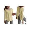 thumbnail image 2 of Long Sleeve Workout Tops for Women Athletic UPF 50+ Sun Rash Guard Shirts Running Gym Quick Dry Clothes Goose Yellow L, 2 of 7