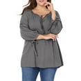 thumbnail image 6 of Agnes Orinda Women's Plus Size Fall Fashion Long Sleeves Tie Neck Blouse, 6 of 8