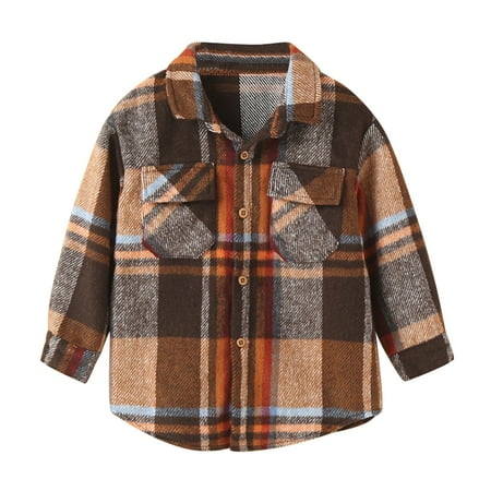 

Dr.Eam Toddler Jackets Kids Toddler Baby Boys Girls Flannel Shirt Jacket Plaid Long Sleeve Lapel Button Down Fall Shirt Coat Outwear Outerwear Tops Boys Girls B 2 Y-3 Y