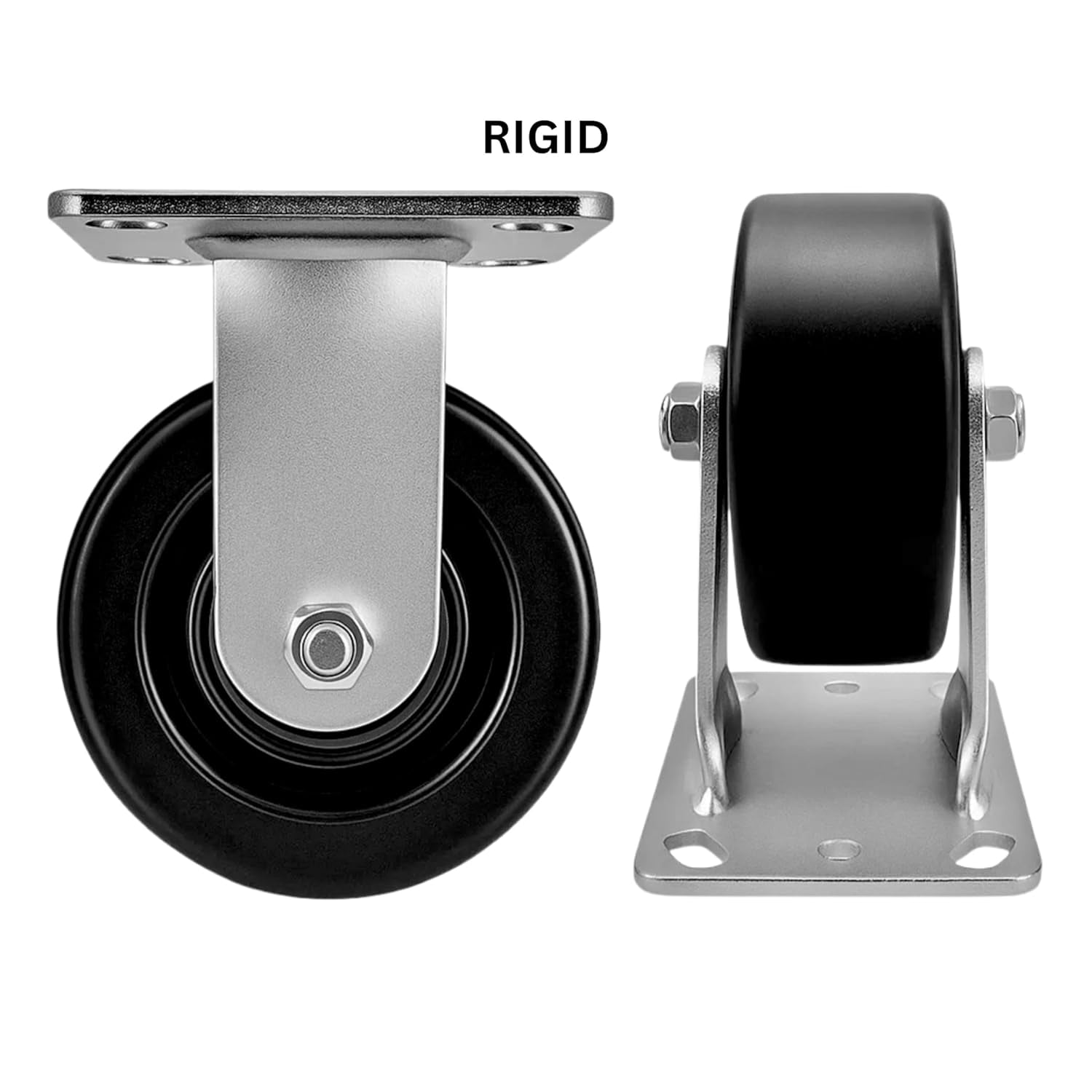 4 Heavy Duty Caster Set 5" Plastic Wheels - 4 Rigid