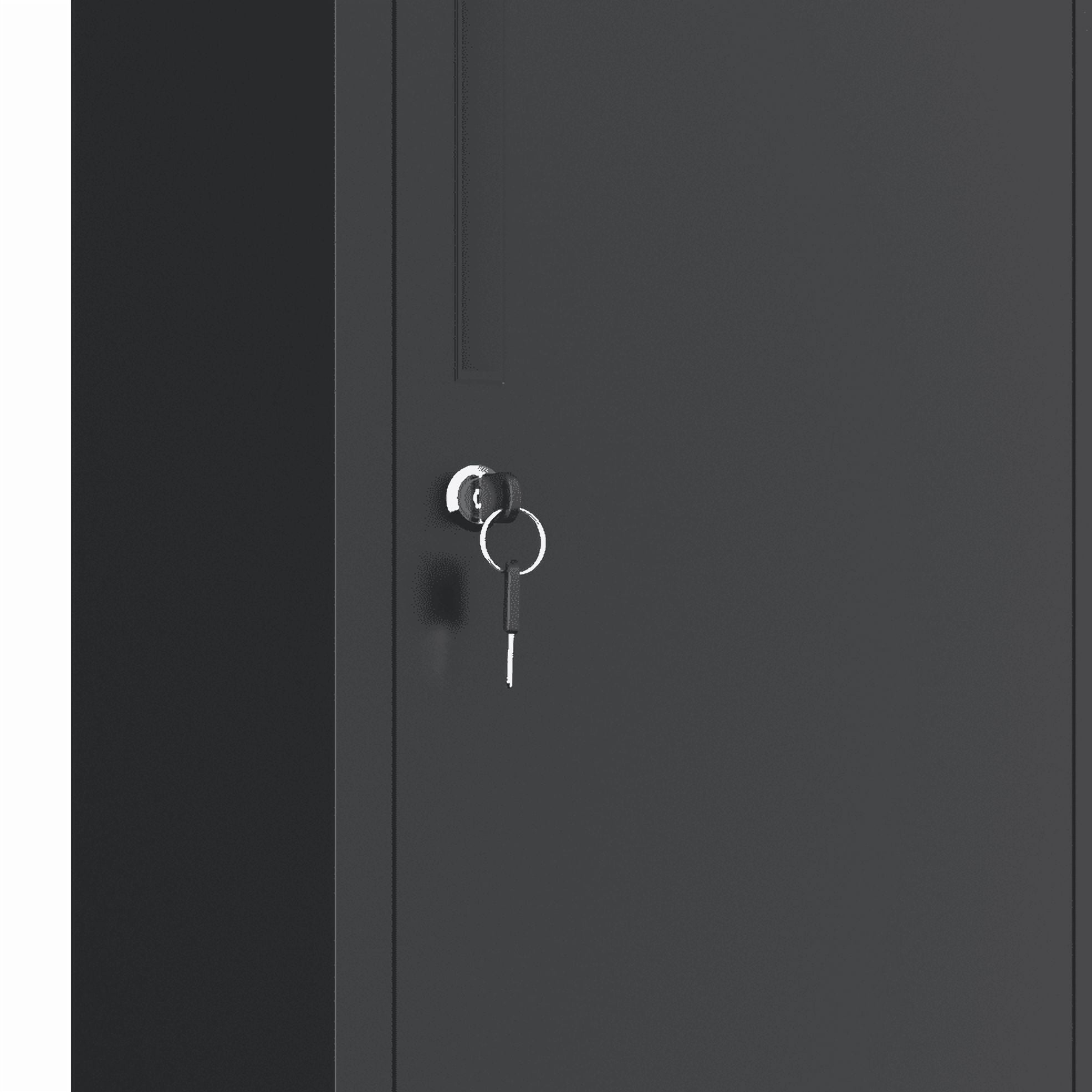 Tall Narrow Metal Storage Cabinet with Lock, 65" Slim Utility Organizer with Hanging Rod & Fixed Shelves, Ventilated Cleaning Supply Cabinet for Laundry Room, Garage, Entryway