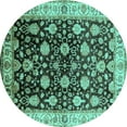 thumbnail image 1 of Ahgly Company Indoor Round Oriental Turquoise Blue Traditional Area Rugs, 7' Round, 1 of 4