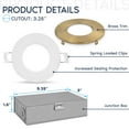 thumbnail image 7 of Luxrite 3 Inch Ultra Thin LED Recessed Light J-Box, 8W, 5CCT, Dimmable, 540 Lumens, Brass Trim 4 Pack, 7 of 7