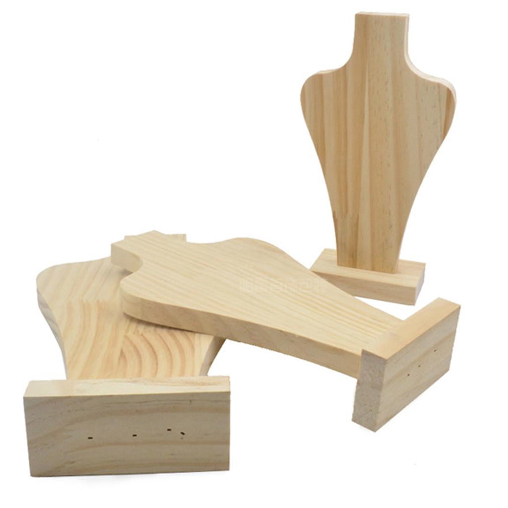 3 Pieces Natural Wood Necklace Display Holder Jewelry Organizer Stand Hanging Rack Multipurpose Show Shelf, Home Decoration