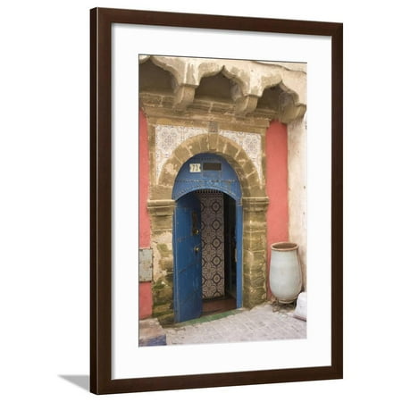 Painted and Carved Riad (Guesthouse) Entrance, Essaouira, Morocco Framed Print Wall Art By Natalie