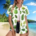 thumbnail image 2 of Charella Women's Hawaiian Button down Shirts Casual Floral Printed Short Sleeve Tops Summer Trendy Loose Fit Blouses (XL, Green), 2 of 5