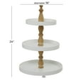 thumbnail image 3 of DecMode 16" x 24" White Wood  Tiered Server with Wood Post, 1-Piece, 3 of 7