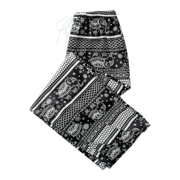 Kuntesetty Boho Harem Pants Elephant Women Pants Thai Casual Clothing Wide Leg, Hippie Lady White Fish Scale