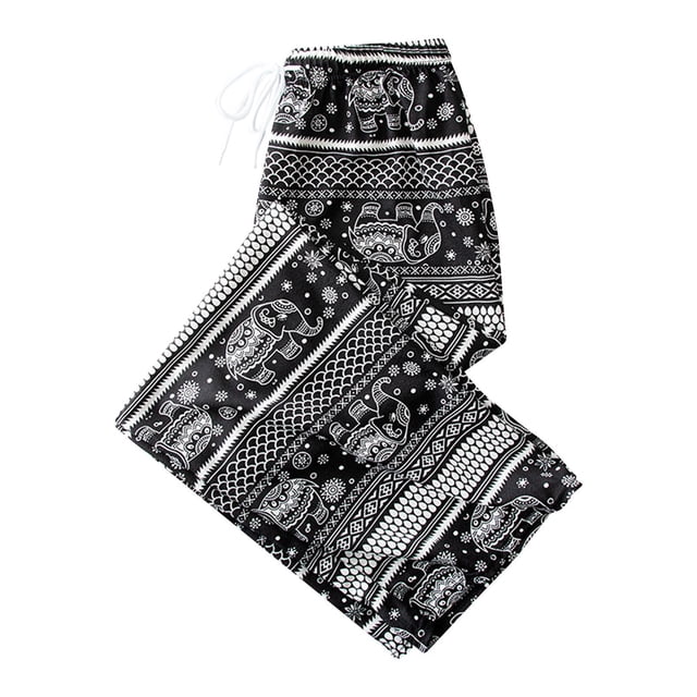 Pantalones Harem para Mujer, Pantalones Holgados de Cintura Alta, Ropa Casual Tailandesa de Talla Grande, Pierna Ancha Escama de pescado blanco