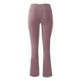 thumbnail image 5 of YYDGH Women's Yogo Pants with Pockets V Crossover High Waisted Flare Leggings Bell Bottom Workout Pants Purple S, 5 of 5
