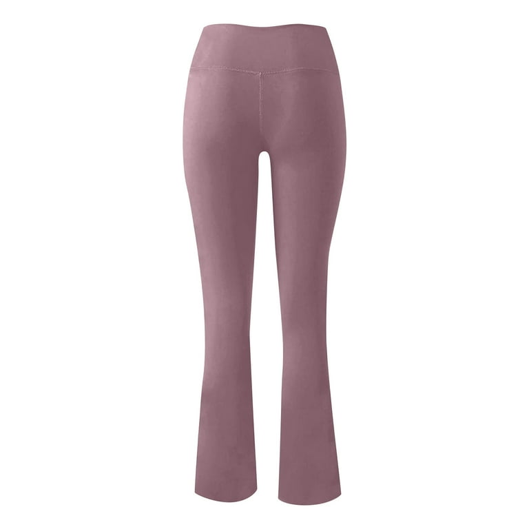  Flare Leggings For Women - Pockets Crossover Yoga Pants High  Waist Tummy Control Bootcut Workout Flared Leggings Rose Pink