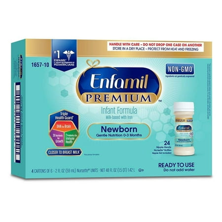 Enfamil Newborn PREMIUM Formula, Ready-to-Use, 2 fl.oz. Nursette Bottles (24 Count)