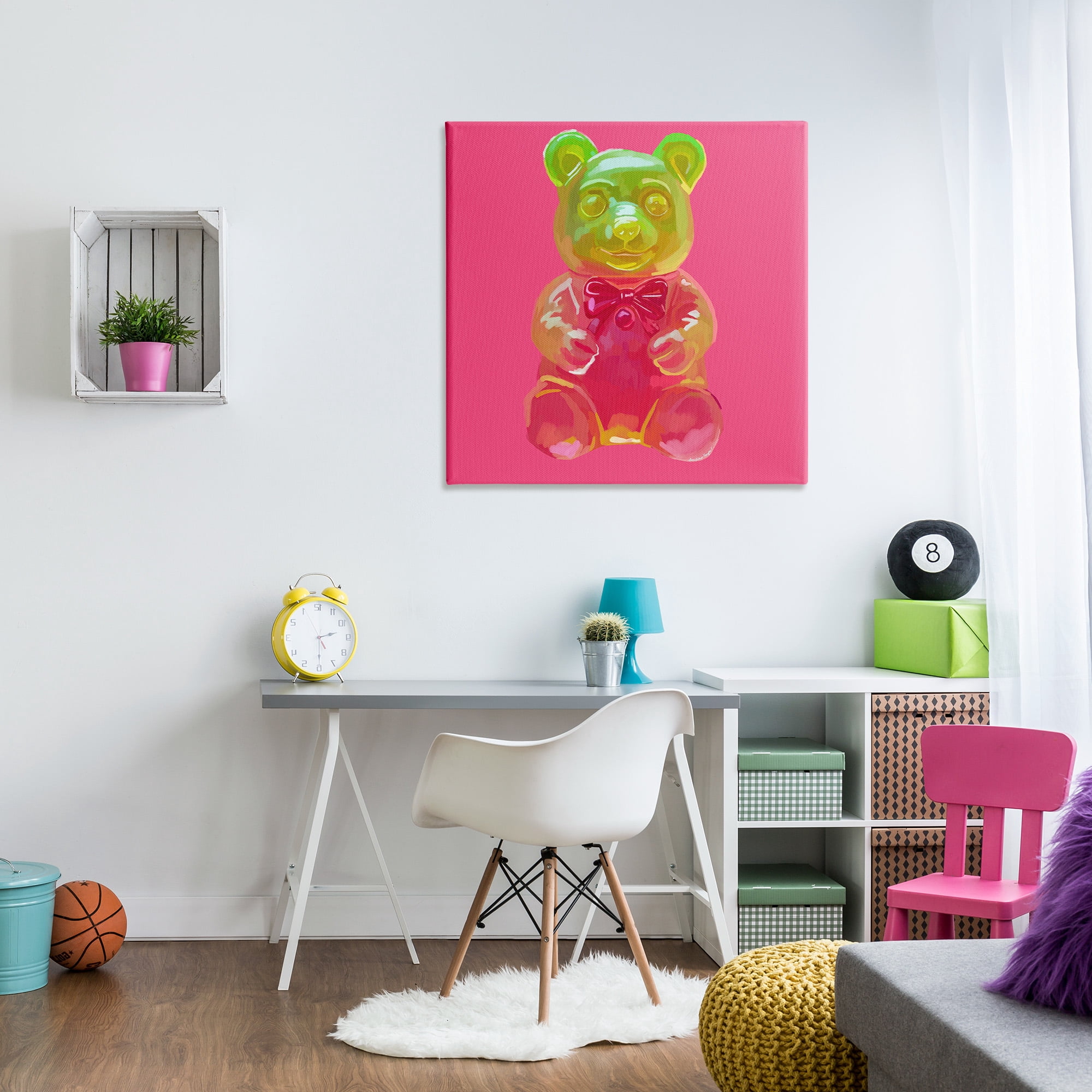 Stupell Industries Candy Bear on Pink Food & Beverage Painting Gallery Wrapped Canvas Art Print Wall Art, 36 x 36