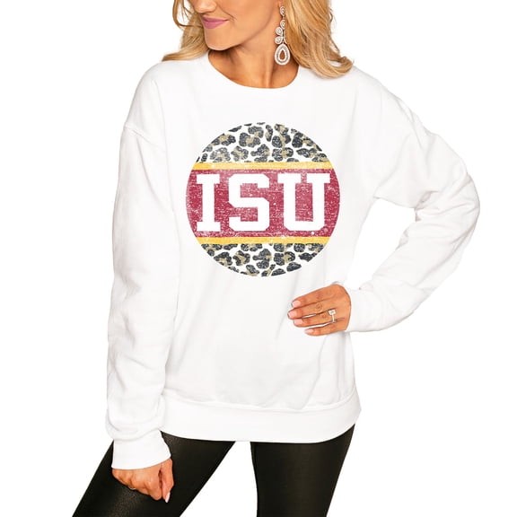 Women's White Iowa State Cyclones Scoop & Score Pullover Sweatshirt