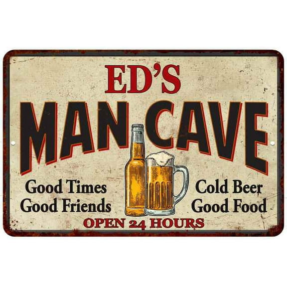 ED'S Man Cave Metal Sign Wall Decor Gift 8x12 108120011376