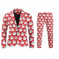 thumbnail image 3 of Traje de negocios informal de Navidad para hombre, chaqueta de 2 piezas con un botón, pantalones, disfraz de fiesta de Navidad, uniforme con estampado de muñeco de nieve, 3 of 5
