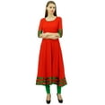 thumbnail image 4 of Bimba Women Georgette Long Anarkali Kurta Kurti Casual Solid Plain Blouse Dress, 4 of 9