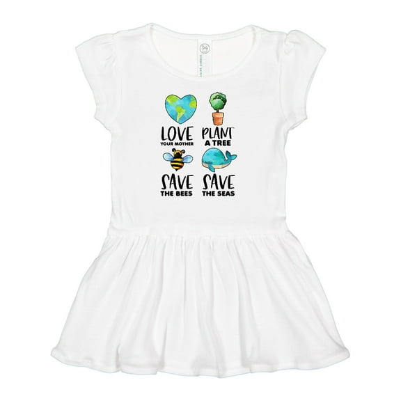Inktastic Earth Day Plant a Tree Save the Bees Save the Seas Love Your Mother Earth Girls Baby Dress