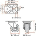 thumbnail image 4 of 24 Roues Pivotantes 2 Pouces Base en Caoutchouc avec Plaque Supérieure et Roulement Robuste, 4 of 4