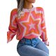 thumbnail image 4 of TRKIYQC, suéter salvaje a la moda para mujer, patrón de estrellas de Color en contraste, cuello redondo, Tops de punto de manga larga, jerséis informales de Otoño Invierno TRKIYQC moda, 4 of 7