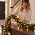 thumbnail image 4 of Norfolk Artificial Soft Rattan Christmas Decoration with Lights, 2.7m Green Plastic Wreath for Indoor and Outdoor Holiday Decor, Safe and Beautiful Design for Festive Atmosphere, 4 of 6