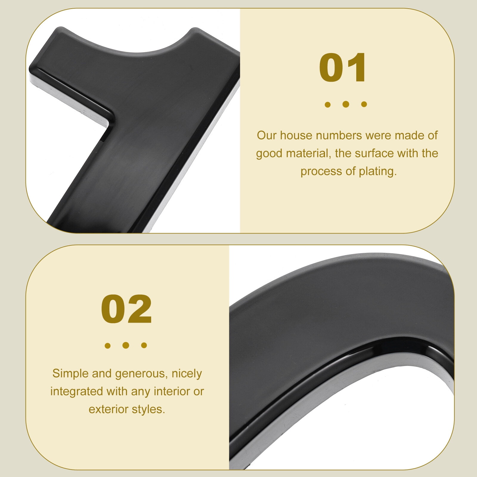 WHAMVOX Black Self Adhesive ABS Plastic House Numbers for Decor Durable Waterproof 09