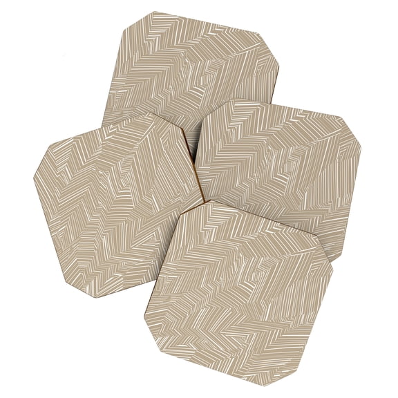 Society6 Jenean Morrison Line Break Sand Set of 4 Coasters