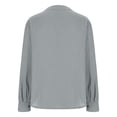 thumbnail image 3 of Dressy Casual Linen Tops for Women Button Down V Neck Long Sleeve Shirts with Pocket Light Spring Summer Clothes (L, Gray), 3 of 5