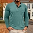 thumbnail image 2 of GrmtClth Mens Henley Shirt Cotton Blend Long Sleeve T-Shirt Lightweight Soft Fashion Button Basic Top Shirts 2025 Fall Light Green XXL, 2 of 5