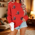 thumbnail image 5 of Womens Halloween Tops Printed Crew Neck Long Sleeve Elastic Hem Fashion Loose Fall Pullover Top Red XL, 5 of 6