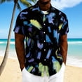 thumbnail image 2 of GUZOM Mens Abstract Print Short Sleeve Button Down Shirt, Stretch Wrinkle Resistant Casual Hawaiian Style Vacation Top, Black,Size S, 2 of 8