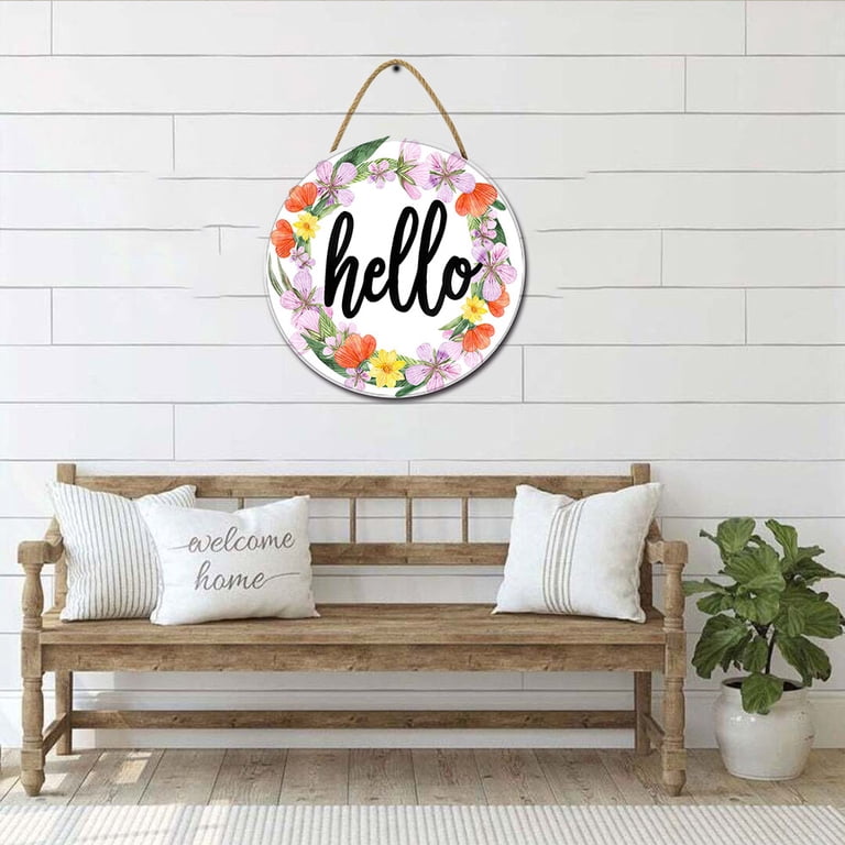 Happy Father's Day Welcome Sign - 11 Inch Round Wooden Plaque Wreath For Front Door Decor