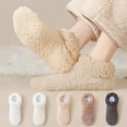 thumbnail image 5 of 2 Pairs Non Slip Socks for Women，Winter Warm Cozy Fuzzy Slipper Socks Soft Fluffy with Grips,Off White, 5 of 5