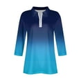 thumbnail image 6 of hotojiny Fall Tops for Women Half Zip 3/4 Sleeve V Neck Collared Shirts Casual Loose Going Out T Shirts Blouses, 6 of 7