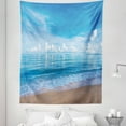 thumbnail image 1 of Beach Tapestry, Summer Scenery of Calm Morning Sea and Sands Open Clear Sky Horizon Photo, Fabric Wall Hanging Decor for Bedroom Living Room Dorm, 5 Sizes, Sky Blue and Cocoa, by Ambesonne, 1 of 1
