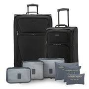 U.S. Traveler Forest 8-Piece Expandable Spinner Luggage Set, Black