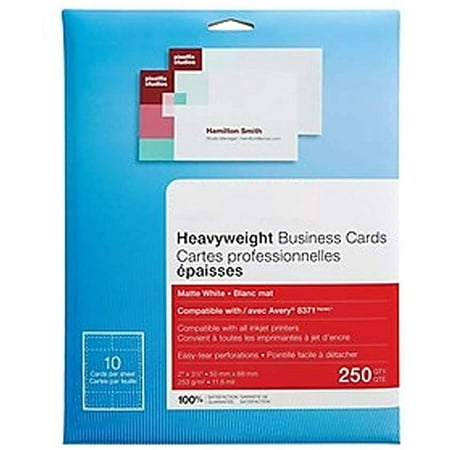 MyOfficeInnovations Inkjet Business Cards 2" x 3 1/2" Matte White 250/Cards 610381