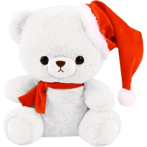 Pelucheria Peluche de osito navideño Blanco 18 cm