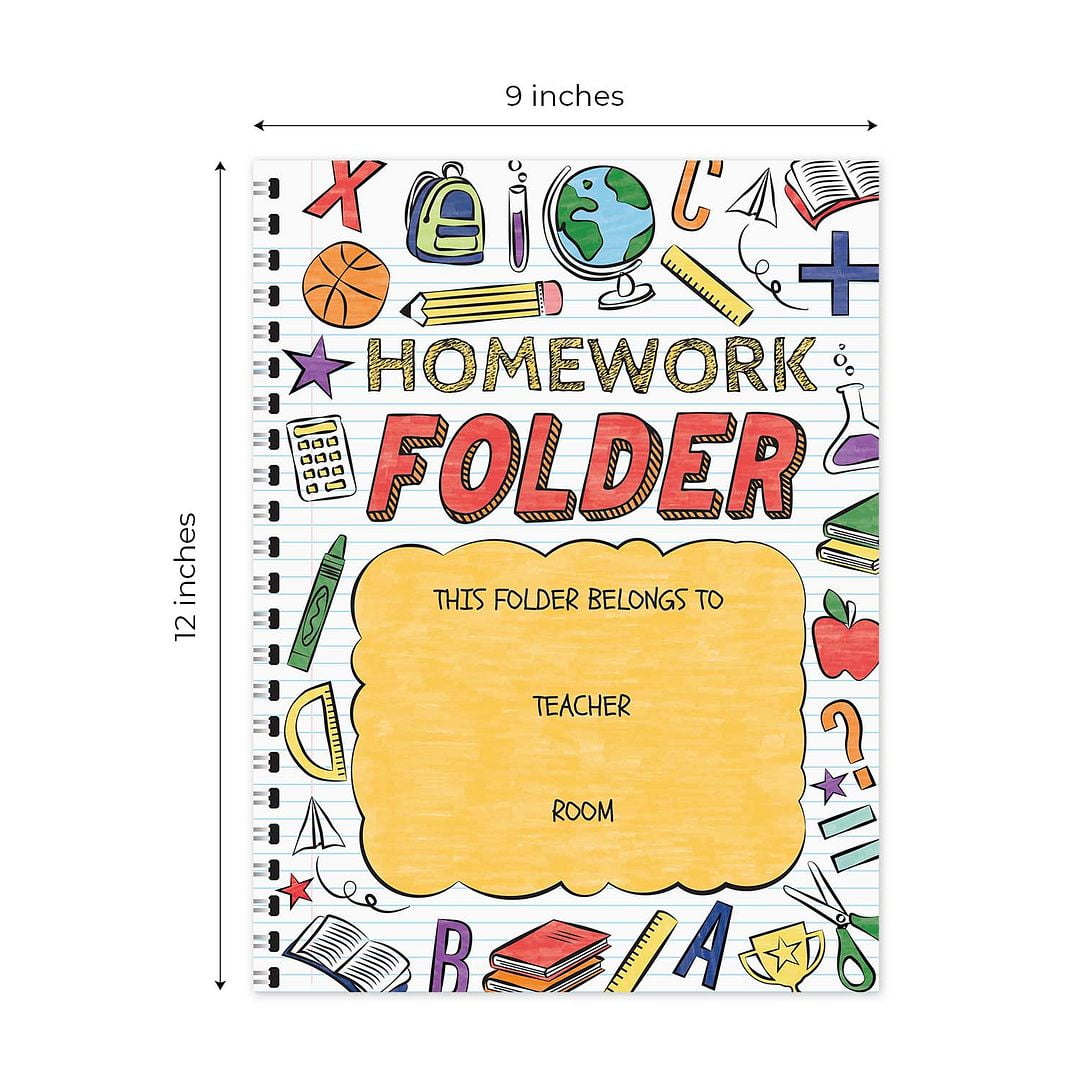 Homework Doodle Folders / 25 Colorful Classroom Student Folders / 9" x 12" School Teacher 2 Pocket Organizational Desk Folder Pack / Made In The USA