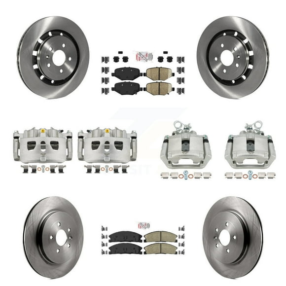 Transit Auto Front Rear Disc Brake Caliper Rotors and Ceramic Semi-Metallic Pads Kit (10Pc) for Car Ford Explorer Flex Taurus Police Interceptor Sedan Special Service KC8-102792N