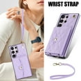 thumbnail image 5 of for Samsung Galaxy S22 Ultra Case, Wallet Phone PU Leather Case with Card Holder Crossbody Cover for Women Girls Strap Wristlet RFID Blocking Shockproof Protective Cover for Samsung S22 Ultra, Violet, 5 of 9